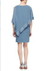 Capelet Sleeve Asymmetrical Popover Knit Dress