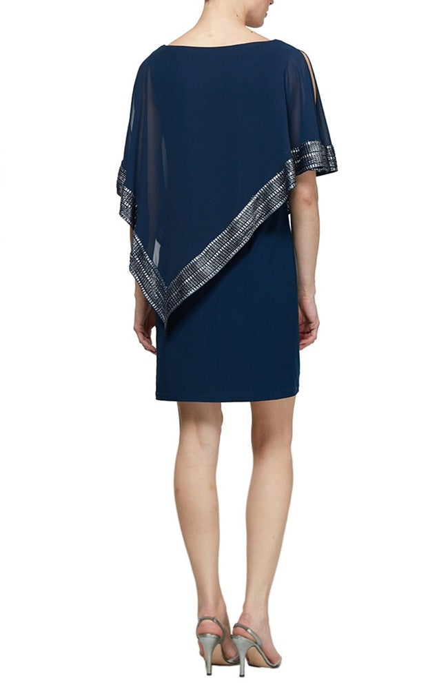 Capelet Sleeve Asymmetrical Popover Knit Dress