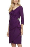 Sheath Compression Cocktail Dress with 3/4 Sleeves