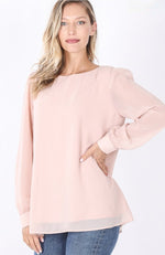 Long Sleeve Chiffon Blouse