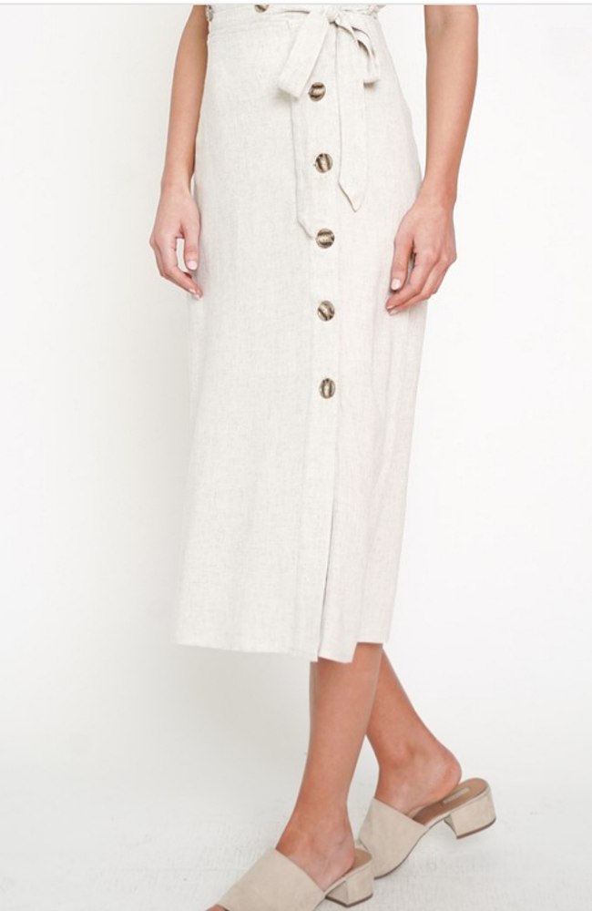 Linen Button Up Skirt