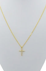 Gold Cubic Zirconia Cross Necklace