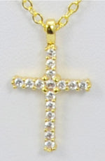 Gold Cubic Zirconia Cross Necklace