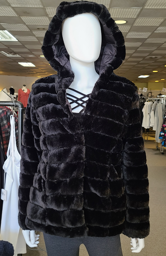 Reversible Faux Fur Hooded Coat