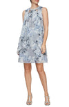 Printed Sleeveless Dress with Embellished Cutout Neckline