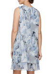 Printed Sleeveless Dress with Embellished Cutout Neckline