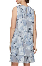 Printed Sleeveless Dress with Embellished Cutout Neckline