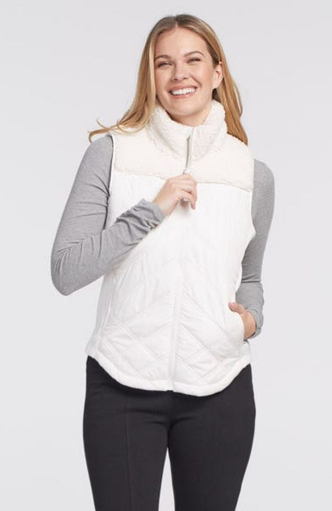 Cream Combination Sherpa Quilted Vest