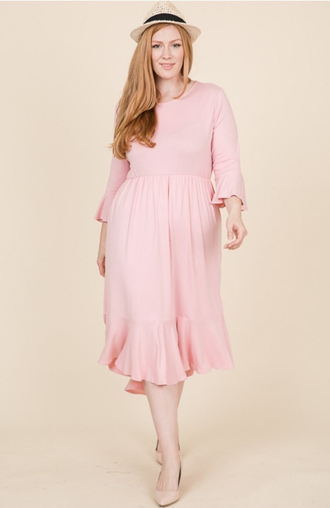 Cropped Bell Sleeve Midi Dress